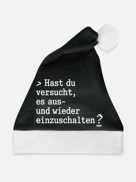 Neustart-Frage: Aus- und Einschalten - Weihnachtsmütze - Schwarz/Weiß - Vorne