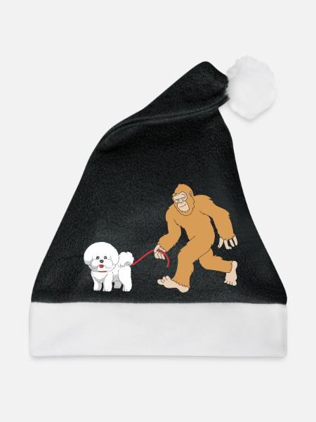 Bichon Frise - Weihnachtsmütze - Schwarz/Weiß - Vorne