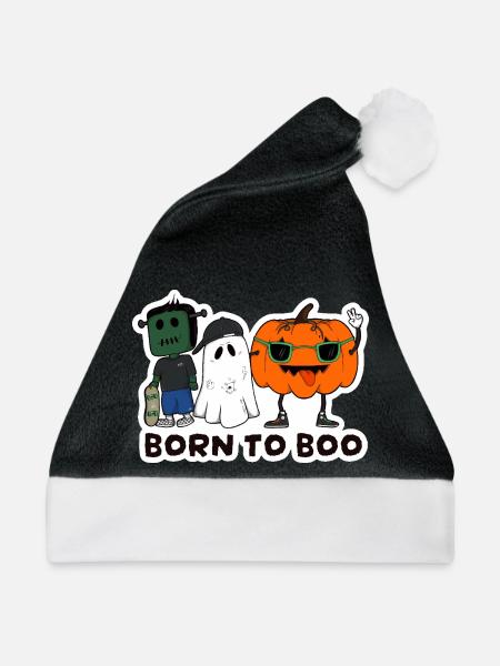 Born to Boo Halloween Crew - Weihnachtsmütze - Schwarz/Weiß - Vorne