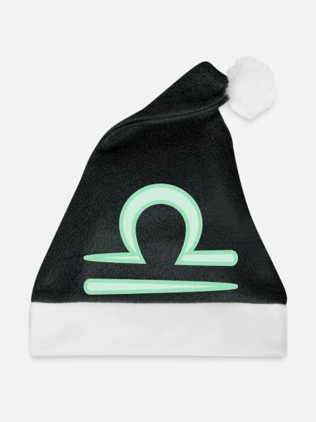 Waagezeichensymbol Pastellgrün - Weihnachtsmütze - Schwarz/Weiß