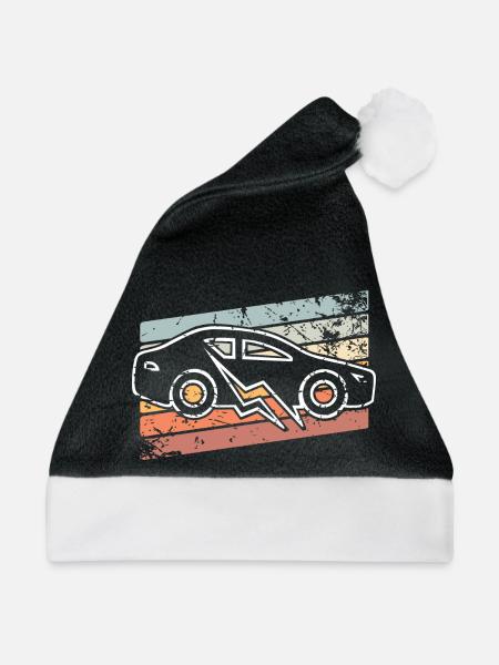 E-Auto Elektroauto - Weihnachtsmütze - Schwarz/Weiß - Vorne