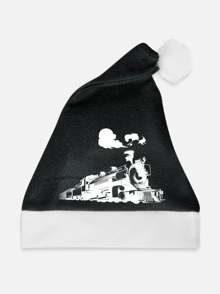 Dampflokomotive - Weihnachtsmütze - Schwarz/Weiß