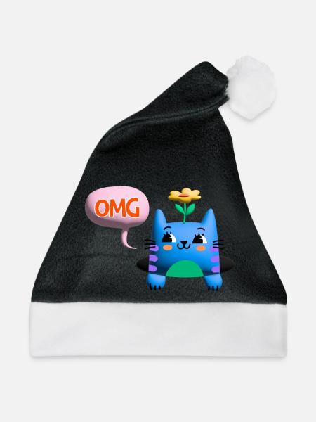 OMG Cat cute 3d bubble - Weihnachtsmütze - Schwarz/Weiß
