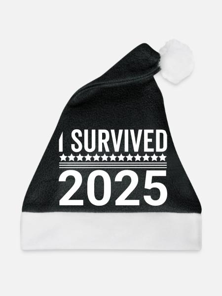Ich habe 2025 überlebt - Weihnachtsmütze - Schwarz/Weiß - Vorne