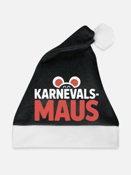 Karnevalsmaus Karneval Köln Kölner Karnevals Maus - Weihnachtsmütze - Schwarz/Weiß - Vorne