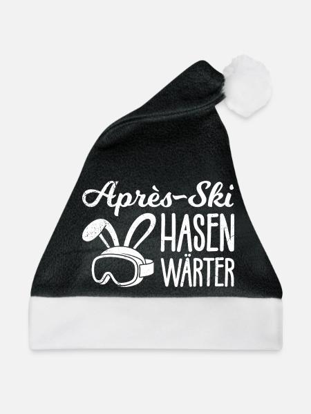 Apres Ski Lehrer APRES-SKI HASEN WÄRTER LUSTIG - Weihnachtsmütze - Schwarz/Weiß - Vorne