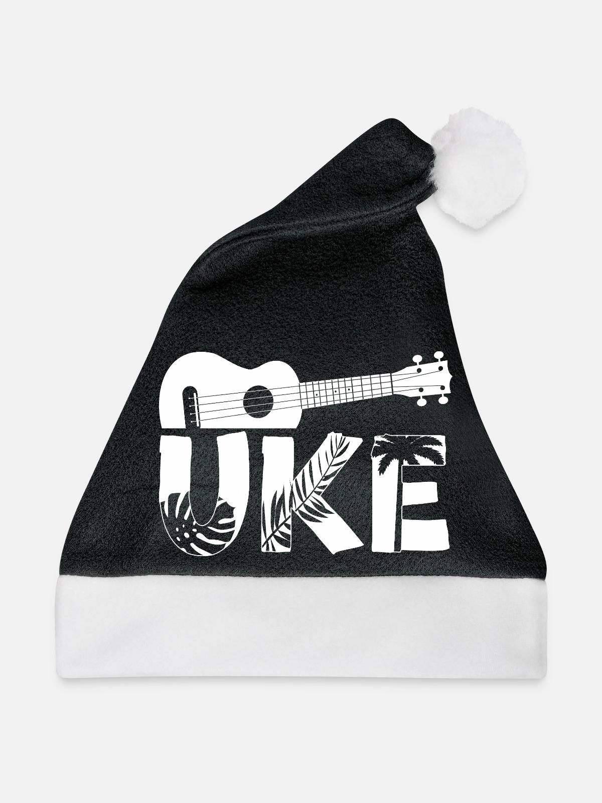 Hawaiian Ukulele Uke Uke - Weihnachtsmütze - Schwarz/Weiß - Vorne