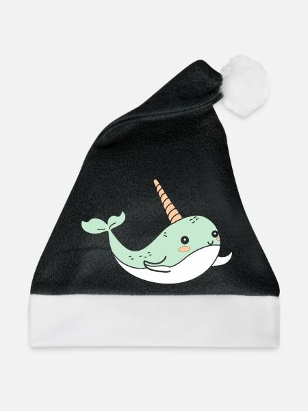 Narwal - Weihnachtsmütze - Schwarz/Weiß