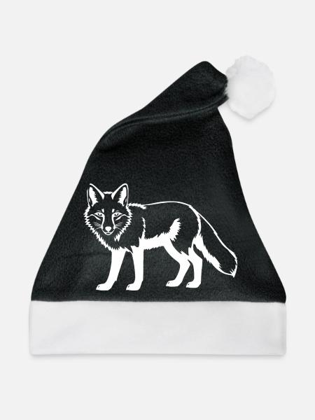 weißer Fuchs weiß - Weihnachtsmütze - Schwarz/Weiß
