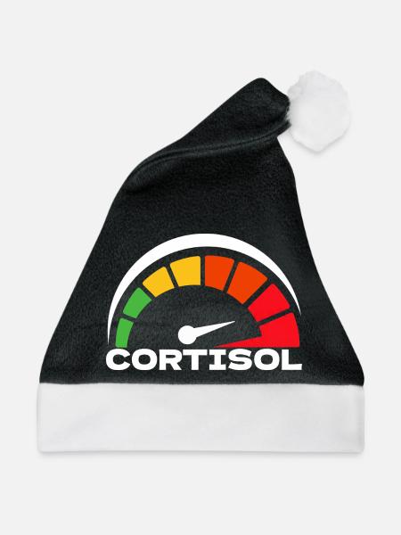 Lustiges, niedriges Cortisol, urkomisches, stressfreies Cortisol - Weihnachtsmütze - Schwarz/Weiß - Vorne