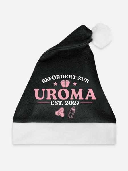 Befördert zur Uroma 2027 Schwangerschaft verkünden - Weihnachtsmütze - Schwarz/Weiß - Vorne