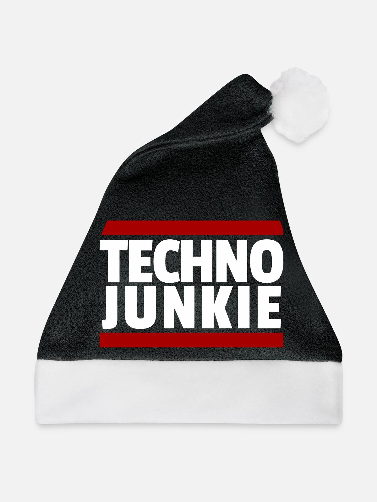 Techno Rave Junkie - Weihnachtsmütze - Schwarz/Weiß - Vorne