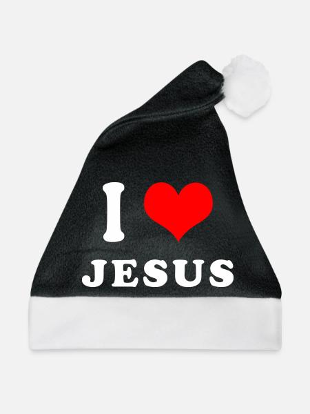 Ich liebe Jesus - Weihnachtsmütze - Schwarz/Weiß - Vorne