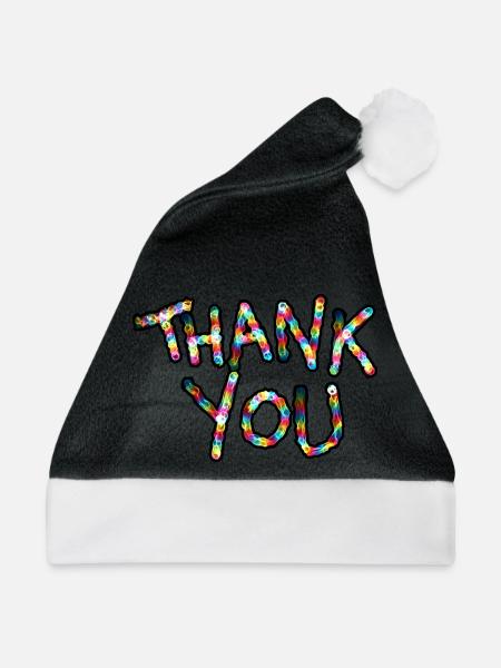 Danke You Neonfarben-Dankeschrift - Weihnachtsmütze - Schwarz/Weiß
