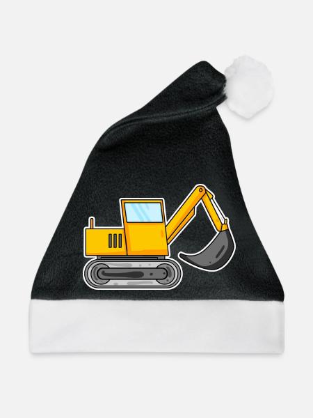 Bagger Baustelle Baggerfahrer - Weihnachtsmütze - Schwarz/Weiß