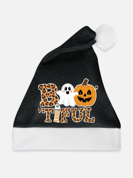Leopard Halloween Boo Kollektion - Weihnachtsmütze - Schwarz/Weiß