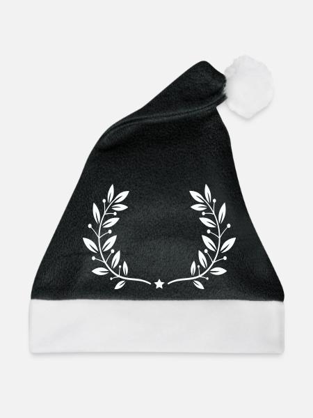Lorbeerkranz - Weihnachtsmütze - Schwarz/Weiß - Vorne