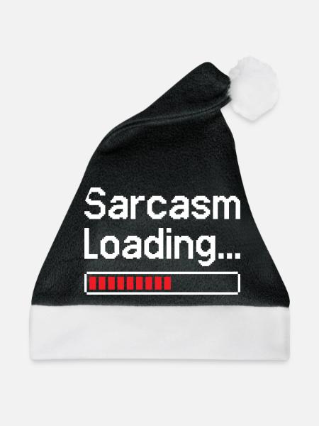 Sarkasmus Ladestatus - Weihnachtsmütze - Schwarz/Weiß - Vorne