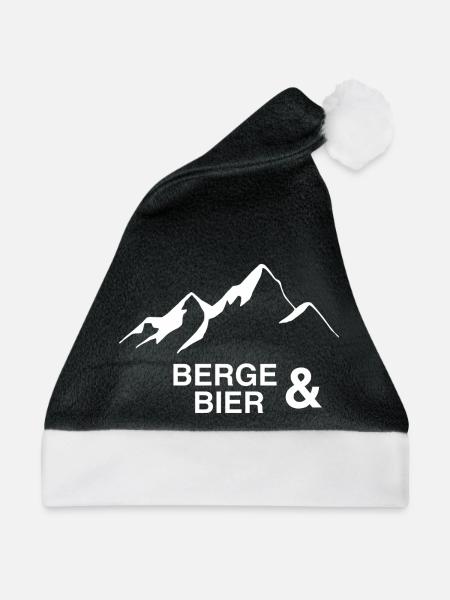 Berge und Bier Berglandschaft Wandern - Weihnachtsmütze - Schwarz/Weiß - Vorne