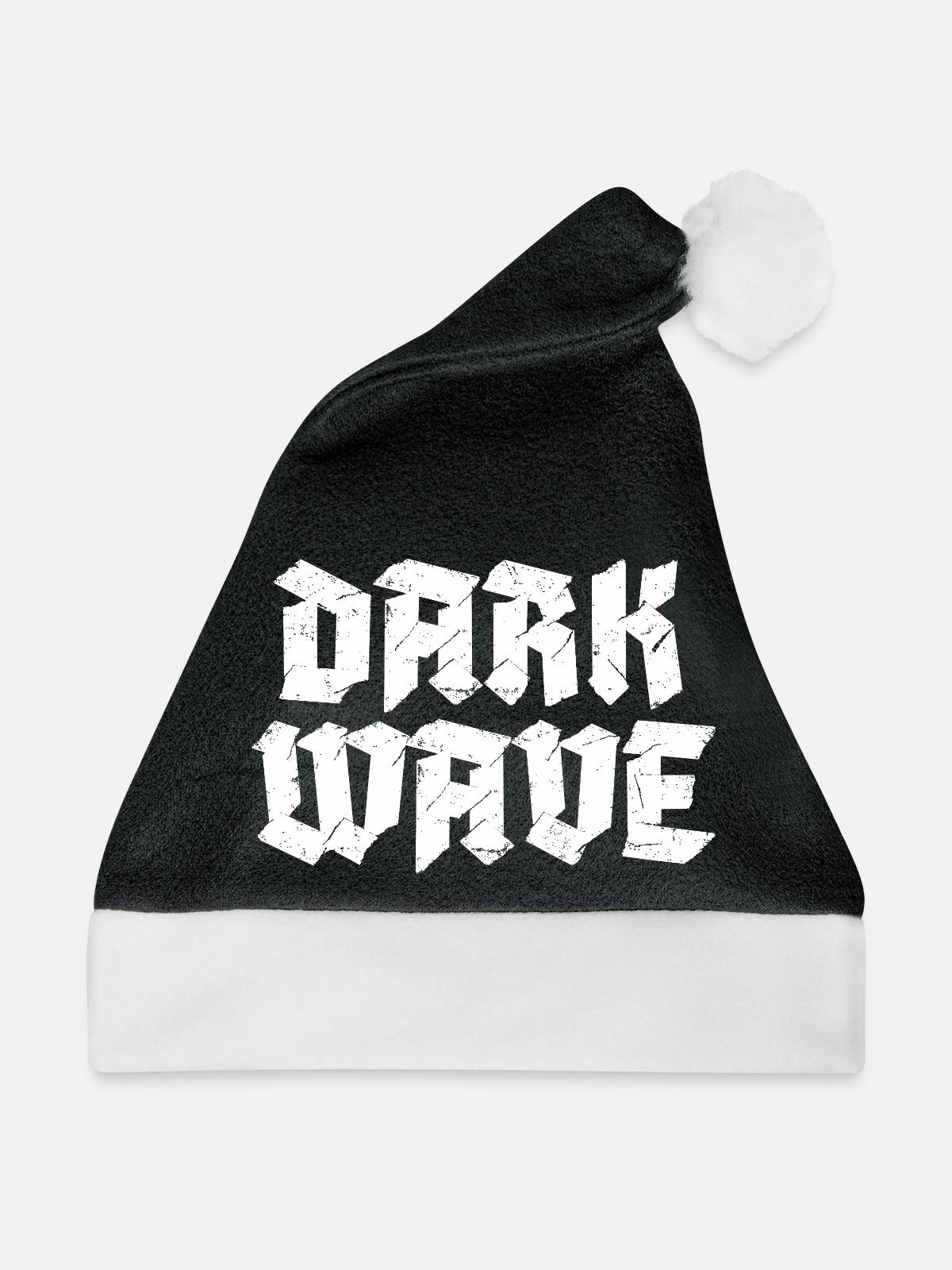 Dark-Wave-Typografie-Logodesign - Weihnachtsmütze - Schwarz/Weiß - Vorne