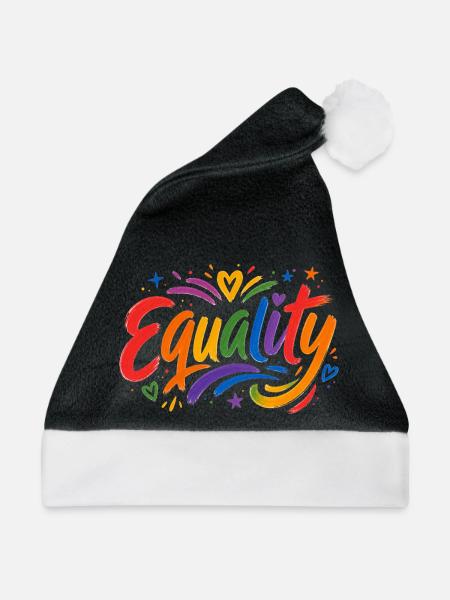 Equality Regenbogen T-Shirt CSD Pride - Weihnachtsmütze - Schwarz/Weiß