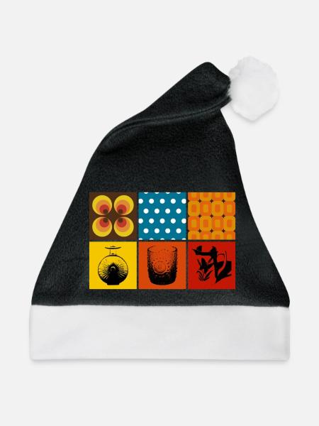 Retro - Weihnachtsmütze - Schwarz/Weiß