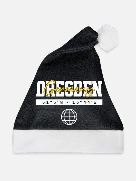 Dresden Deutschland Koordinaten Reise Souvenir - Weihnachtsmütze - Schwarz/Weiß - Vorne