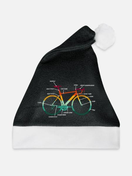 Fahrrad Teile Anatomie im Retro-Design - Weihnachtsmütze - Schwarz/Weiß