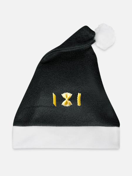 Goldene Pasta-Trio auf Schwarz - Weihnachtsmütze - Schwarz/Weiß