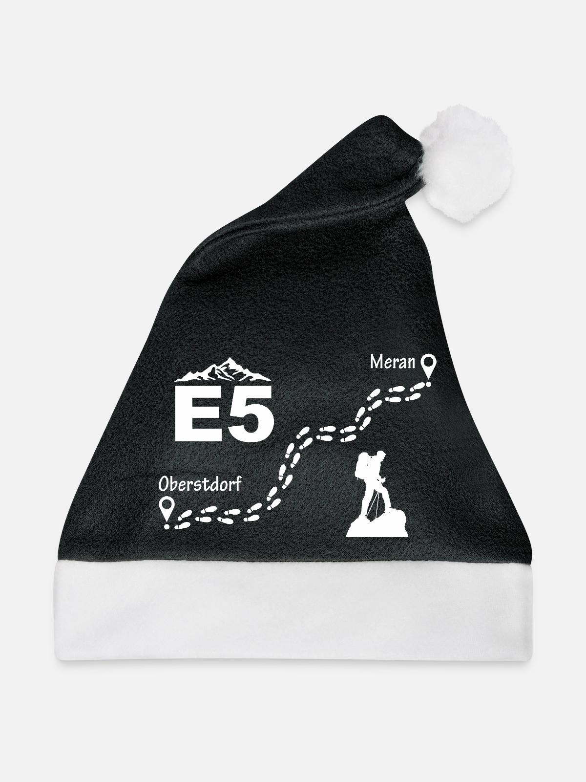 E5 Alpenüberquerung - Weihnachtsmütze - Schwarz/Weiß - Vorne
