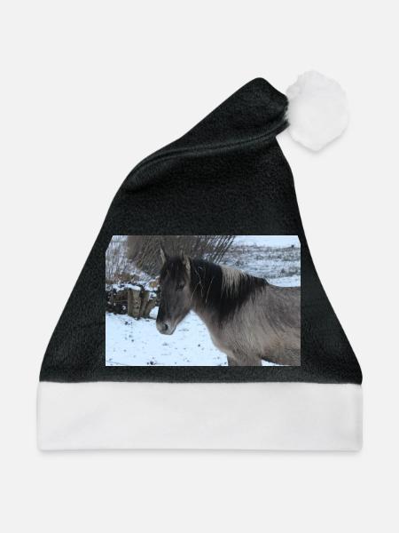 Pferd Pferdeposter - Weihnachtsmütze - Schwarz/Weiß