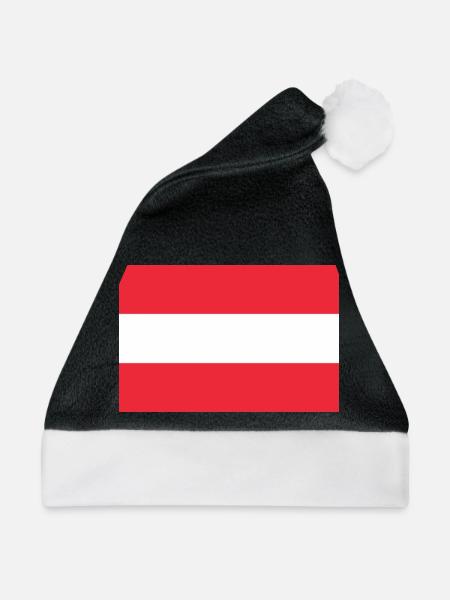 Aufkleberflagge Österreichs Fahne von Oesterreich - Weihnachtsmütze - Schwarz/Weiß - Vorne