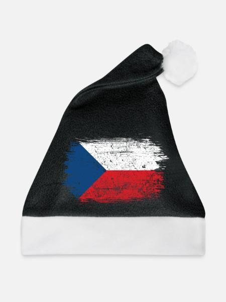 Pinselstrich Tschechische Flagge - Weihnachtsmütze - Schwarz/Weiß - Vorne