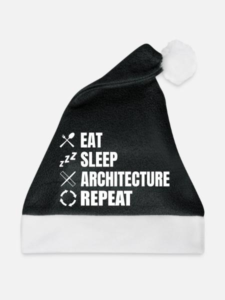 Essen Schlafen Architektur Wiederholen - Weihnachtsmütze - Schwarz/Weiß - Vorne