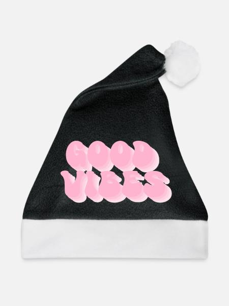 Positive Stimmung – Retro Bubble Schrift - Weihnachtsmütze - Schwarz/Weiß
