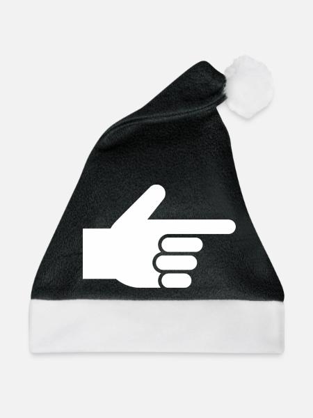 Hand, Zeigefinger, Zeiger - Weihnachtsmütze - Schwarz/Weiß - Vorne