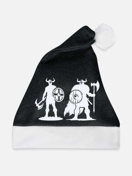 Wikinger-Duo: Schild & Beil im Schatten - Weihnachtsmütze - Schwarz/Weiß - Vorne