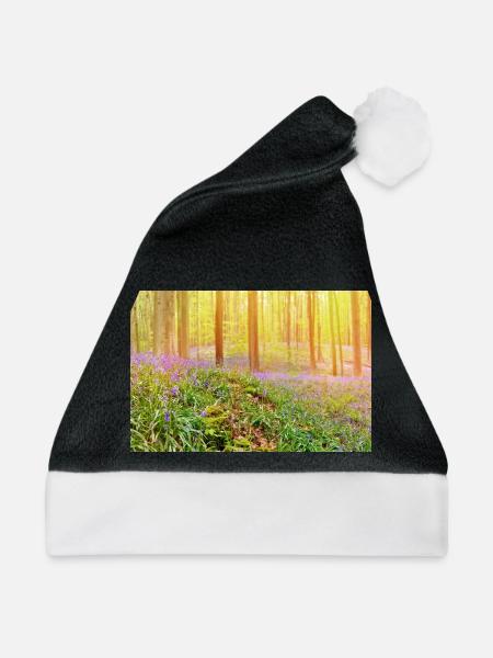 Sonnenbeschienener Blauglockenwald-Glow - Weihnachtsmütze - Schwarz/Weiß