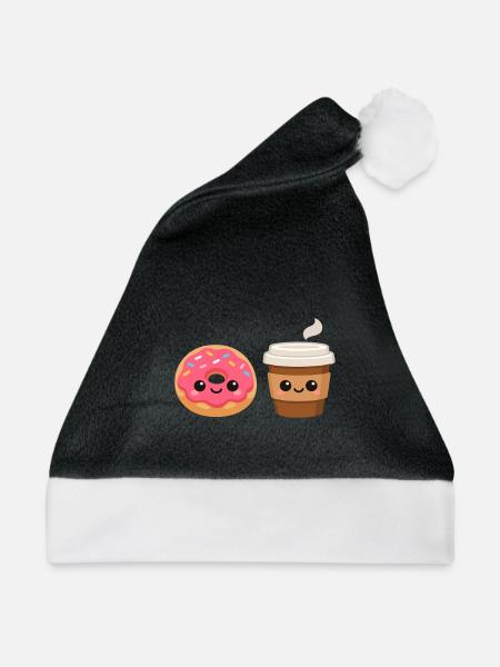 Donut- und Kaffeefreunde - Weihnachtsmütze - Schwarz/Weiß