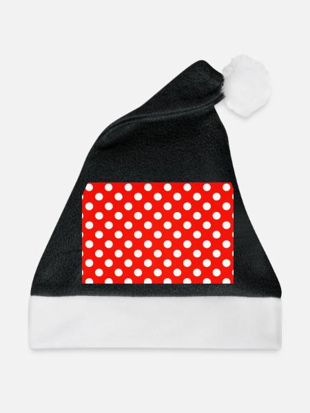 Rotes Polka-Punkt-Muster - Weihnachtsmütze - Schwarz/Weiß