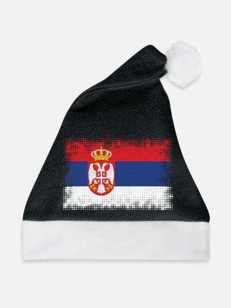 Land Serbien - Weihnachtsmütze - Schwarz/Weiß - Vorne
