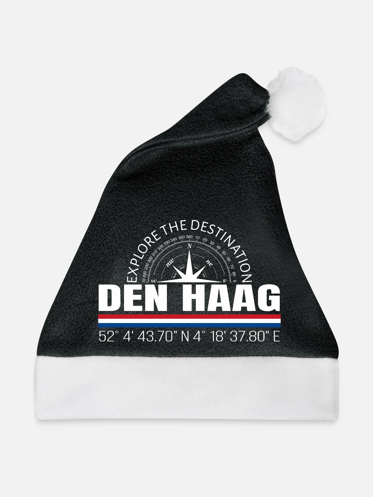 Den Haag - Weihnachtsmütze - Schwarz/Weiß - Vorne