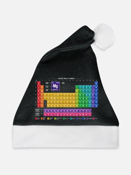 Periodensystem Farbpalette - Weihnachtsmütze - Schwarz/Weiß - Vorne