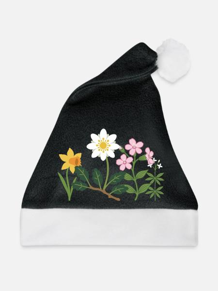 Bunte Narzisse · Blumen · Blumenstrauß - Weihnachtsmütze - Schwarz/Weiß