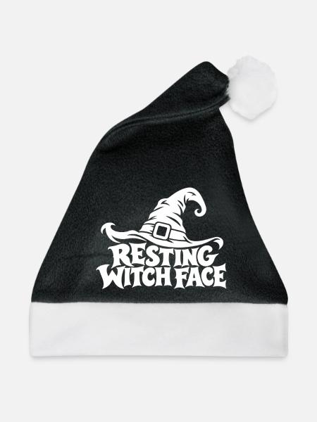 Resting Witch Face Tee - Weihnachtsmütze - Schwarz/Weiß