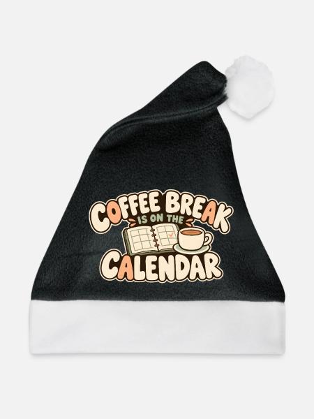 Kaffeepause mit Terminkalender und Tasse - Weihnachtsmütze - Schwarz/Weiß