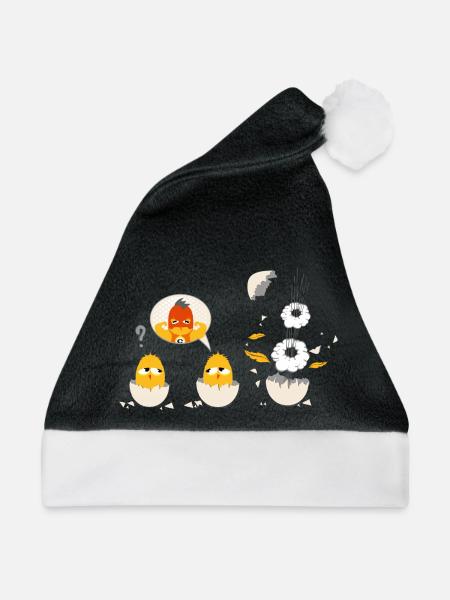 Lustige Küken als Superheld - Weihnachtsmütze - Schwarz/Weiß