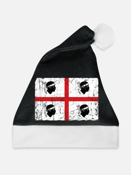 Sardinien Flagge Vintage-Effekt - Weihnachtsmütze - Schwarz/Weiß - Vorne