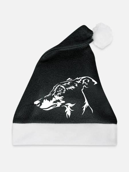 Greyhound Kopf "Black Edition" - Weihnachtsmütze - Schwarz/Weiß