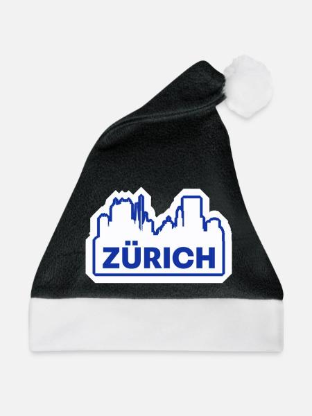 Zürich Skyline Logo Druck - Weihnachtsmütze - Schwarz/Weiß - Vorne